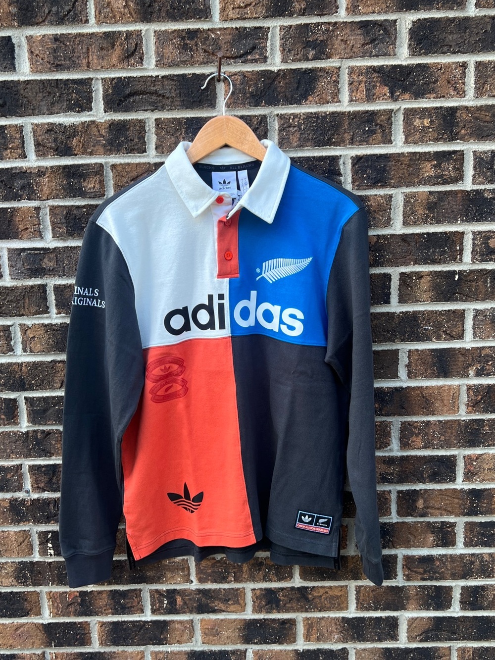 Adidas - all blacks - Colorblock Rugby Polo - Red, Blue, White, Black  - S/M